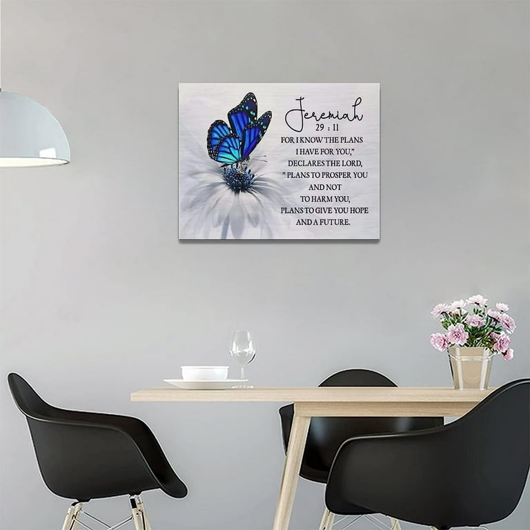 Dazzlewall Vintage Religious Wall Art Print - Rustic Cross Floral Bible Quote, 16x12 Inch Unframed