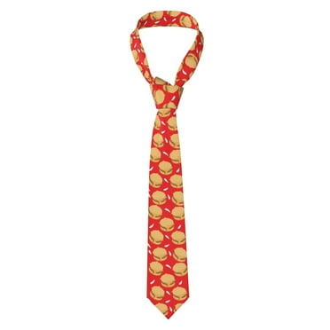 Tasty burger grilled beef Pattern Neckties Men's Neck Tie for Outdoor Wedding Party Meeting Outfit Gifts