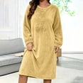 thumbnail image 2 of SHTXOZHI Womens Fuzzy Nightgown Winter Knee Length Long Sleeve Sleep Dress Plus Size Loose Warm Crew Neck Sleepshirt, 2 of 7