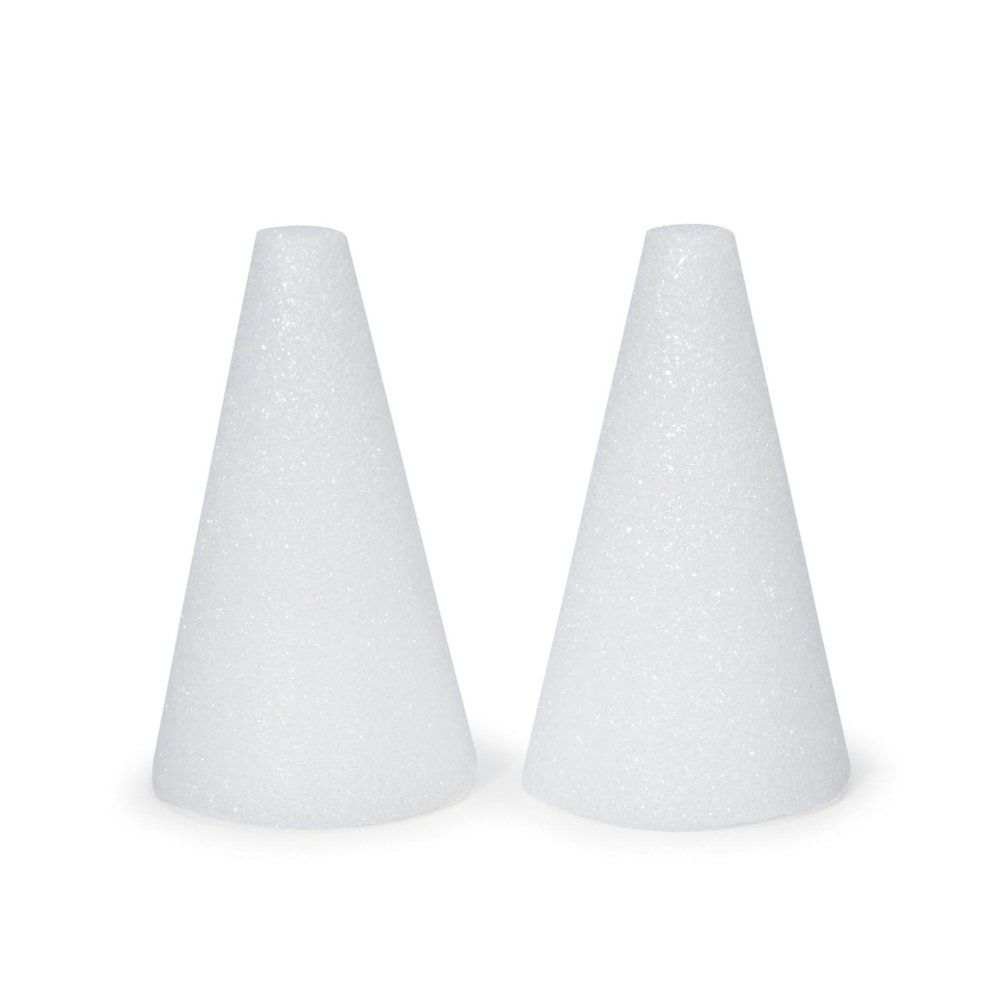 FloraCraft White STYROFOAM Cones, 4 x 2 Inches, 2 Pieces