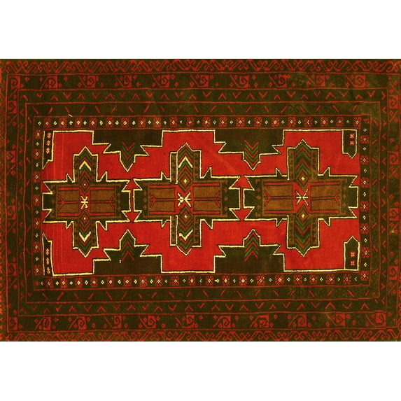 Ahgly Company Indoor Rectangle Persian Yellow Traditional Area Rugs, 7' x 10'