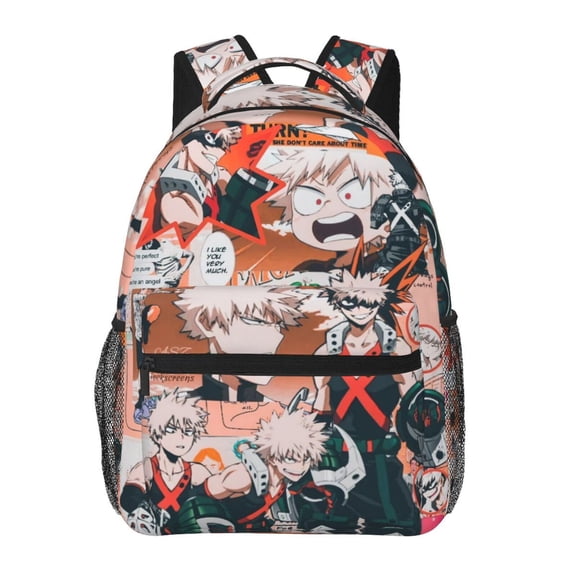 Katsuki Bakugo Backpacks Cute Cartoon Casual School Laptop Bag, College Students Bookbag Computer Bag for Travel Hiking Work