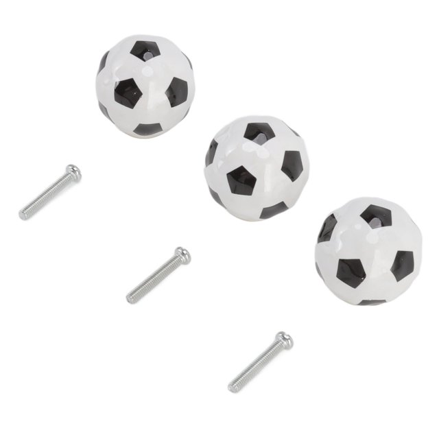 Soccer Cabinet Knob, 3 Set Wardrobe Handle Pulls Sports Theme Aesthetic Easy Installation For Closets