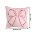 thumbnail image 3 of Coquette Room Pink Bow Throw Pillow, 18X18In Plush Faux Fur Pillow Cover With Bows, Valentines Day Decorative Pillow For Sofa, Bed Or Living Room Romantic Home Accent, 3 of 6