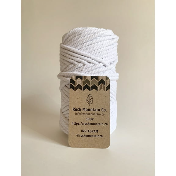 5mm 3 Strand Craft Cord Recycled Cotton Macrame Rope - White