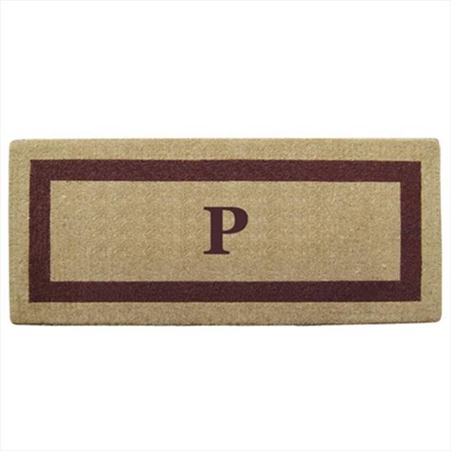 Nedia Home 02074P Image Unique - Cadre Brun 24 x 57 Po. Paillasson en Fibre de Coco Robuste - Monogrammé