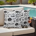 thumbnail image 4 of Black White Pumpkin Halloween Outdoor Waterproof Pillow Covers, Retro Art Web Gravestone Animals Decorative Square Throw Pillowcase Sofa Cushion Sham for Patio/Couch/Chair, 24"x24" 2 Pack, 4 of 8