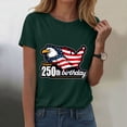 thumbnail image 2 of mgoYE Women 250 Anniversary Shirt Patriotic Tops Tee Happy 250th Birthday Clothes for Women Dark Green L, 2 of 8