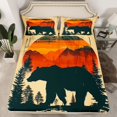 thumbnail image 2 of Manfei Boys Girls Safari Black Bear Full Size Sheets 4-Piece,Jungle Woodland Animal Breathable Bed Sheets,Vintage Aesthetics Lightweight Sheet Sets,Breathable Home Decor, 2 of 7