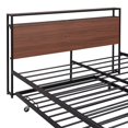 thumbnail image 7 of Metal Platform Bed Frame, Queen Size Platform Bed with Trundle, USB Ports and Slat Support, Trundle Bed Frame, No Box Spring Needed, Black, 7 of 7
