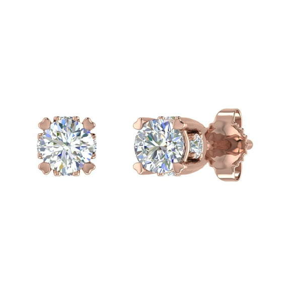 1/2 Carat Diamond Stud Earrings in 14K Rose Gold (I1-I2 Clarity)