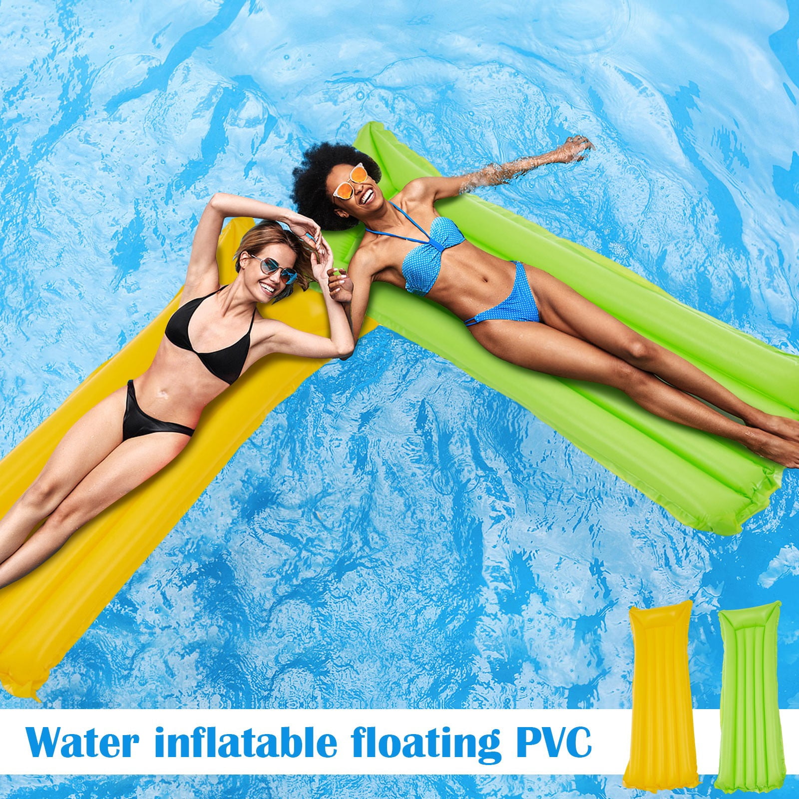 Adult Inflatable Pool Floating Lounger, Foldable PVC Floating Bed Recliner, Portable Pool Float Chair for Summer Pool Party Beach Vacation Relaxation(Yellow)