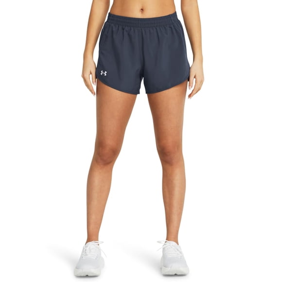Pantalones cortos Under Armour para mujer Fly by Downpour, color gris, talla L
