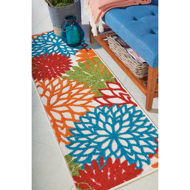 Walmart Tropical Oasis Indooroutdoor Floral Green Area Rug Walmart