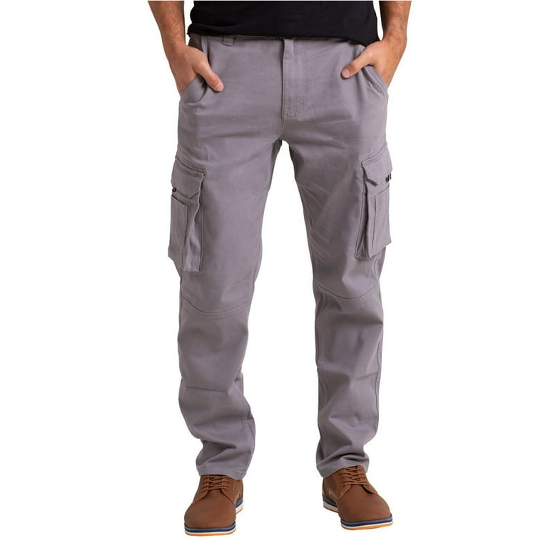 LELINTA Men's Work Pants Built from Tough Canvas Fabric with Cargo Space, Flex Cargo Trousers Heavy Duty Stretch Casual Pants