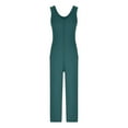 thumbnail image 4 of Maean Women's Knit Cotton Jumpsuit with Pockets Wide Leg V Neck Sleeveless Loose Rompers Tank Top Long Pants, 4 of 5