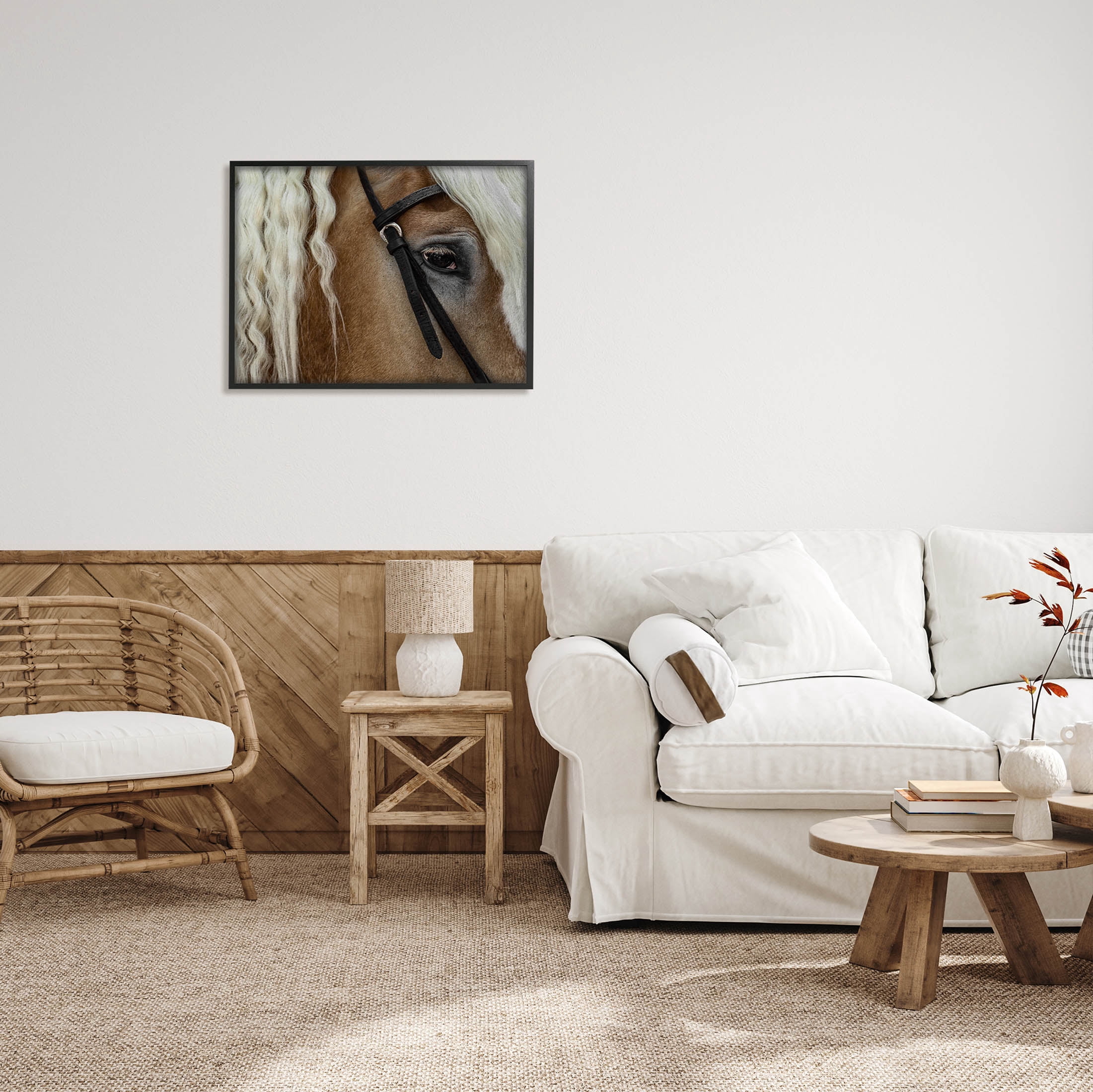 Stupell Industries Blonde Palomino Horse Portrait Photograph Black Framed Art Print Wall Art, Design by David Lorenz