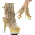 thumbnail image 3 of 7" Heel, 2 3/4" PF Open Toe/Heel Lace-Up Fringe Ankle Boot - Clr-Gold/Gold, 7, 3 of 4