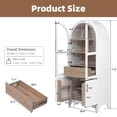thumbnail image 3 of LUMAMIN Arched Pantry Cabinet, 71" Farmhouse Kitchen Pantry Storage Cabinet with Door Shelves, Adjustable Shelves, Hidden Drawer & Glass Door, White, 3 of 10