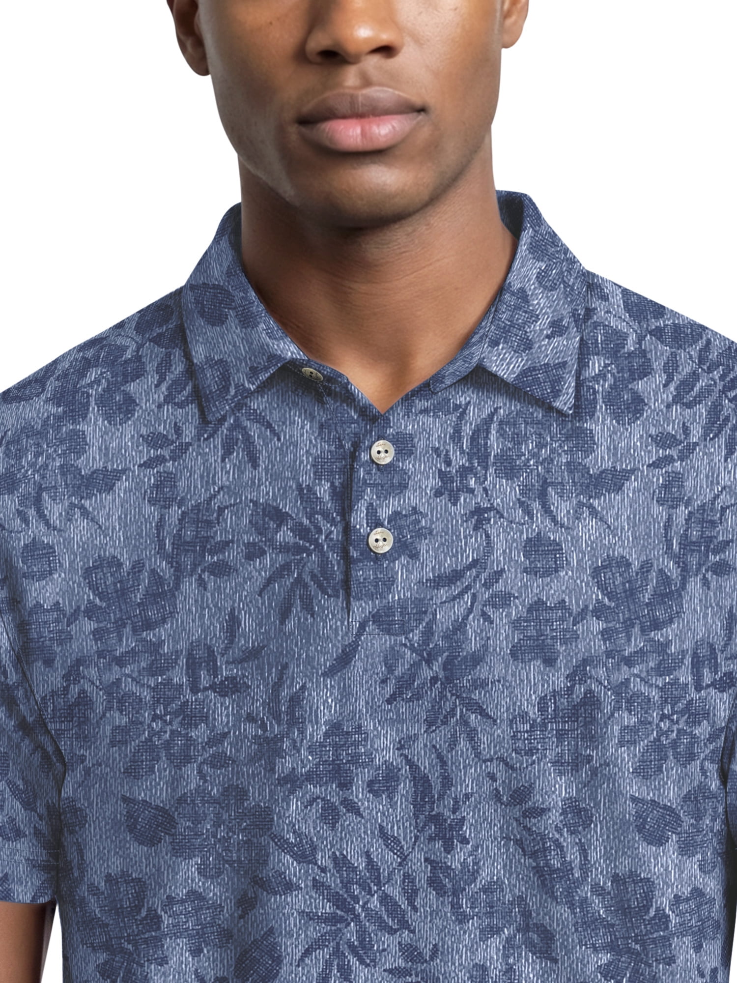 Ben Hogan Performance Men's & Big Men's Textured Botanical Print Short Sleeve Polo Shirt, Sizes S-4XLT