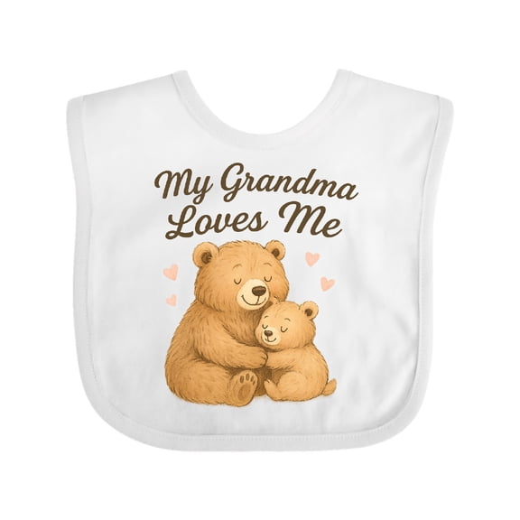 Inktastic My Grandma Loves Me Bear Hug Boys or Girls Baby Bib