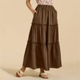 thumbnail image 6 of vigerkar Women's Flowy Flared Ruffle Boho Long Skirt Summer Maxi Skirt Trendy Going Out Outfits Brown, M, 6 of 7