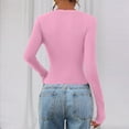 thumbnail image 5 of Womens Long Sleeve T Shirts 2025 Fall Trendy V Neck Slim Fit Basic Crop Tops Casual Going Out Top Pink XXL, 5 of 5