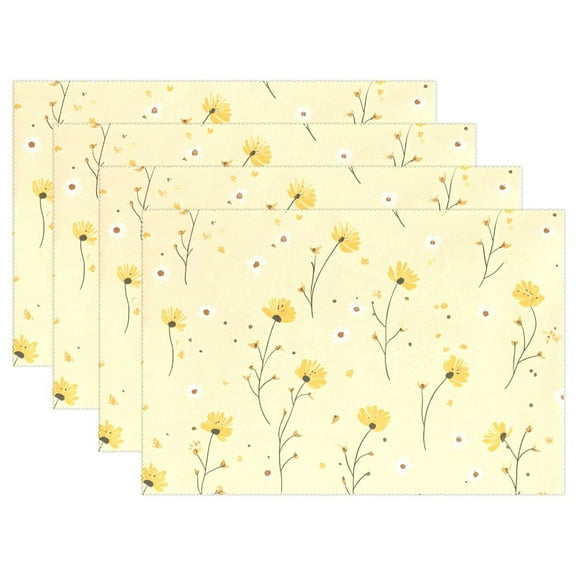 Ryvnso Placemats Set of 4 Floral Pattern Dining Mats Heat-Resistant Non-Slip Washable Table Mat
