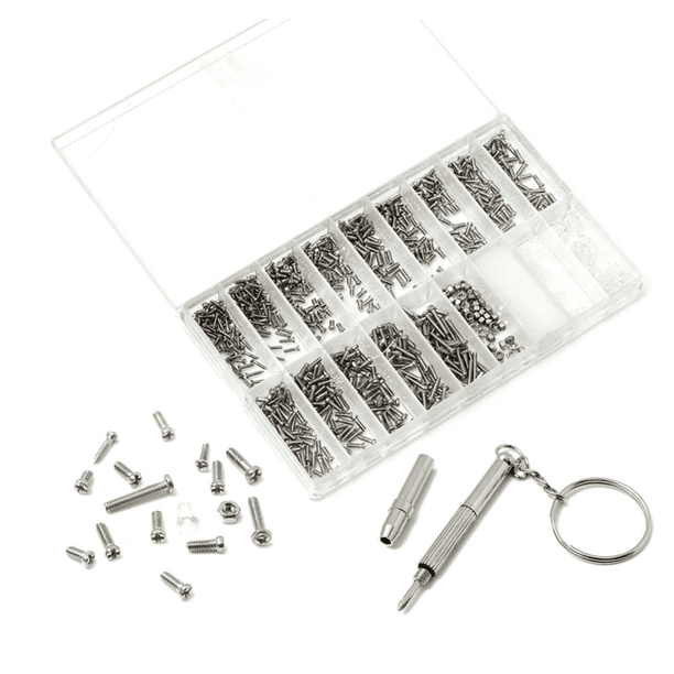 Eyeglass Repair Kit Eye Glass Screwdrivers and Tiny Screw Set with 1000