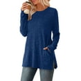 thumbnail image 2 of ZUKMRJPC Sweaters for Women Casual Solid Color Comfy Soft Long Sleeve Shirts Fall Fashion Loose Fit Crewneck Pullover Knit Tops, 2 of 5