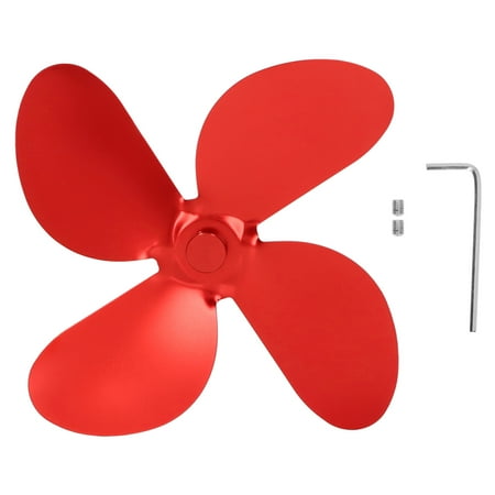 

Stove Fan Blade Aluminium Alloy 4 Blades Set Kit with Hex Wrench Screw for Replacement Red