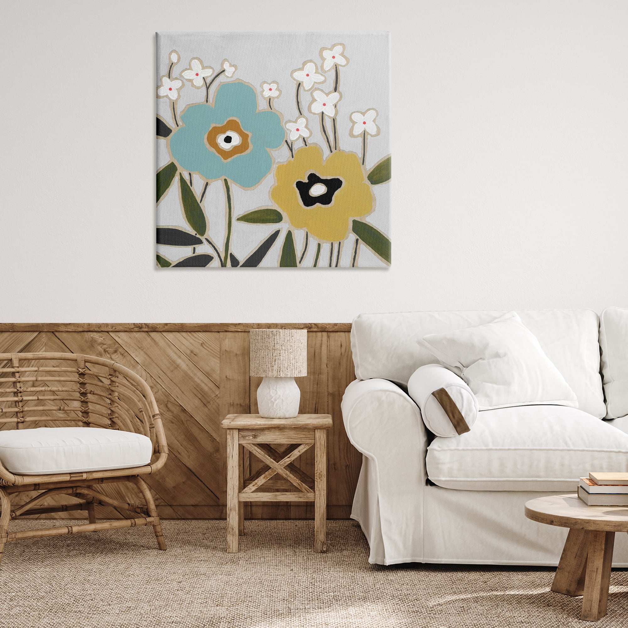Stupell Industries Modern Hued Blooms Plants & Flowers Painting Wrapped Canvas Art Print Wall Art, 36 x 36