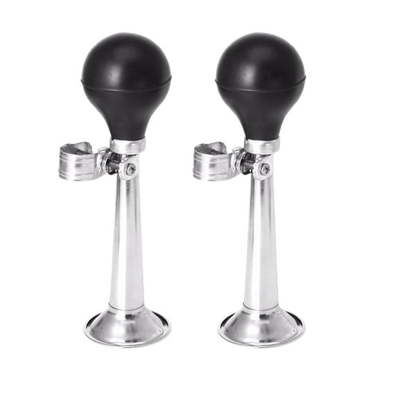 HERFIER 2PCS 9 inch Mountain Bike Air Horn Loud Iron Handlebar Horn Alarm Plating Cycling Bell Alarm Trumpet (Black) 2.36x2.36x7.86in