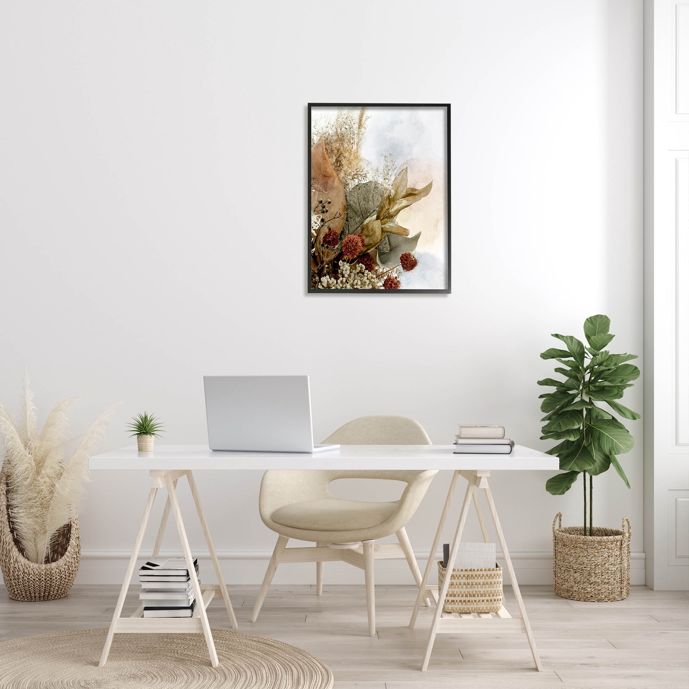 Vintage Herbal Arrangement Botanical & Floral Graphic Art Black Framed Art Print Wall Art