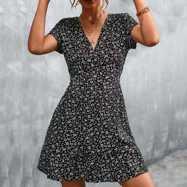 Vestido con volantes mini vestido de flores Vestido de verano con