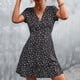 thumbnail image 1 of Vestido con volantes,Vestido Vestido de verano con cuello en V Vestido estampado Mini vestido de flores Características líderes en su clase, 1 of 6