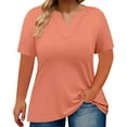 thumbnail image 2 of Tittly T Shirts for Women Spring Tops for Women Women's Loose Plus Size V Neck Solid Color Short Sleeved T Shirt Top Tshirts Shirts Basic Tees Orange XL, 2 of 5