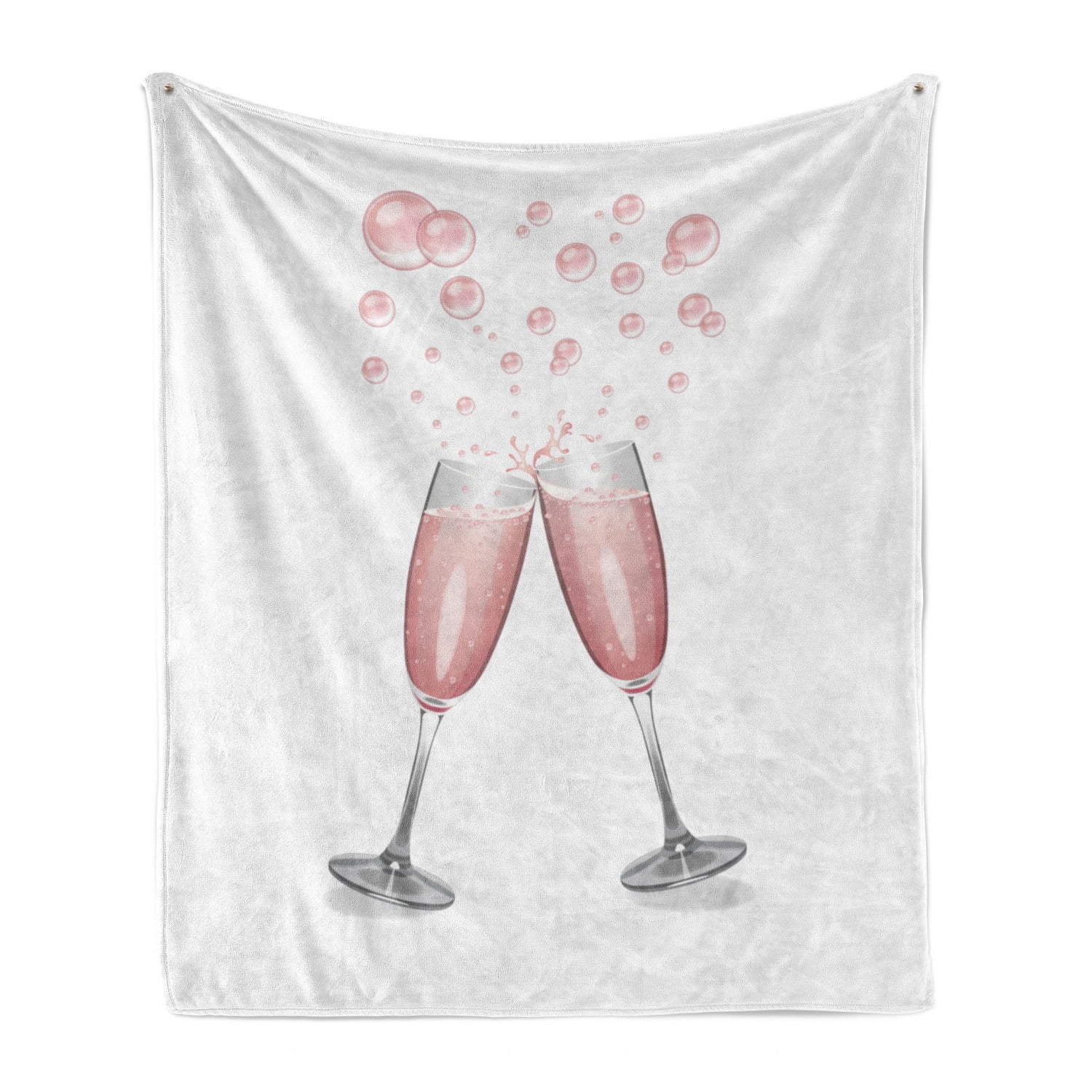 Cozy Plush for Indoor and Outdoor Use Clinking Glasses with Blush Drink Celebration Themed Party Illustration 70 x 90 Blush and Pale Grey Ambesonne Champagne Soft Flannel Fleece Throw Blanket 