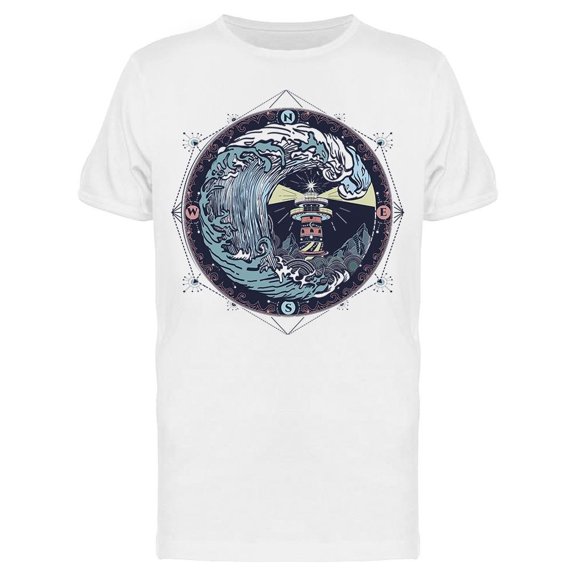 Lighthouse And Storm Design Tee Men's -Image by Shutterstock