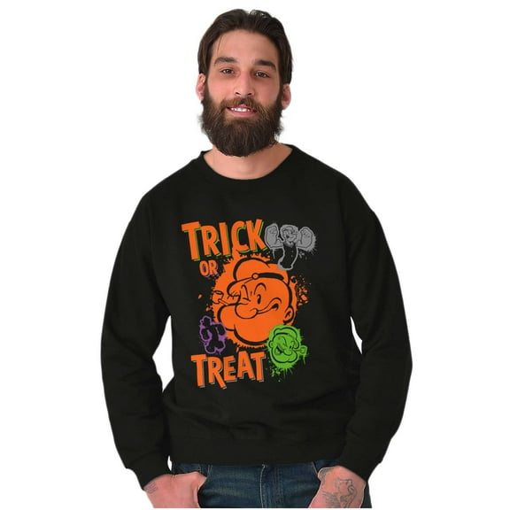 Popeye Cartoon Halloween Trick Treat Sweatshirt for Men or Women Brisco Brands S