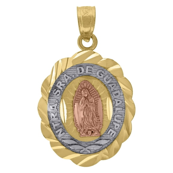 10kt Gold Tri-Color Unisex Our Lady Of Mary Ntra Sra De Guadalupe Pendant