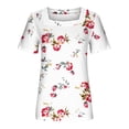 thumbnail image 4 of Camisetas informales de verano para mujer, cuello cuadrado, manga corta, túnica, blusas sueltas y cómodas OAVQHLG3B Store  lin121212, 4 of 4