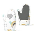 thumbnail image 1 of ZNDUO Kitchen Oven Gloves, Durable Heat Resistant Oven Gloves with Quilted Liner Non-Slip Textured Grip Perfect for BBQ, Baking, Cooking and Grilling, Cartoon Rainbow Cloud Doodle, 1 of 8