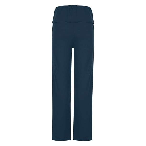 CFLVAEK Womens Flare Leggings Casual Low Rise Yoga Pants Fold Over