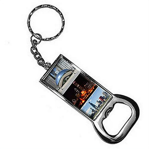 Chicago Bean Buckingham Fountain City Skyline Keychain Key Chain Ring Bottle Bottlecap Opener