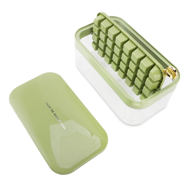Ice Cube Tray with Lid and Bin,2 Trays Ice Cube Molds Ice Tray with Cover Storage Container No Spill Stackable Ice Cube Trays Ice Maker for Cocktails Whisky