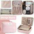 thumbnail image 6 of Cosmetic bag, double layer waterproof make-up bag, portable make-up bag, toiletry bag make-up bag set, travel bag make-up, make-up bag organizer for women and girls(Pink), 6 of 7
