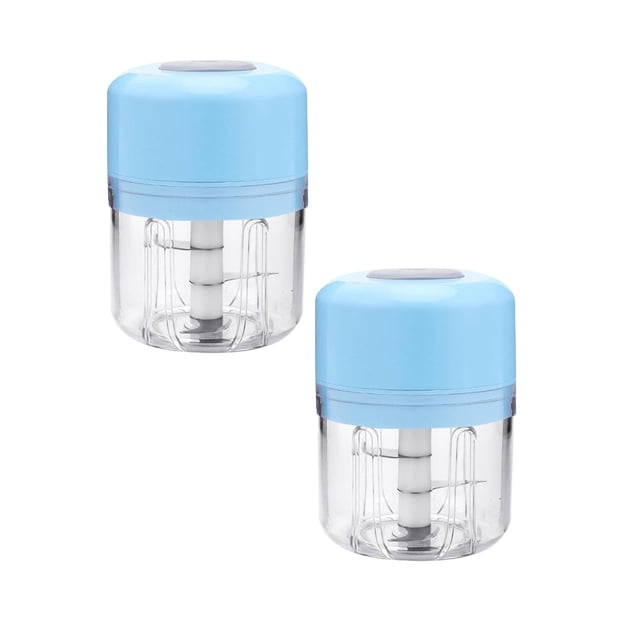 Oleegame 2PC Electric Ice Crusher Portable Mini Food Processor Wireless Vegetable Masher With Usb Charging Rainproof Garlic Masher Easy To Use Material For Ice Cubes 250ml Blue