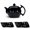 Teapot+4 teacups, variant on Porcelain Teapot, 10oz Tea Pot Painting Tea Zen In Tea Chinese Character Ceramic Kettle Black