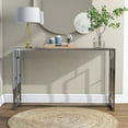 thumbnail image 5 of Furniture of America Lark Waterfall Pattern Glass Top and Metal Chrome Sofa Table, 5 of 7